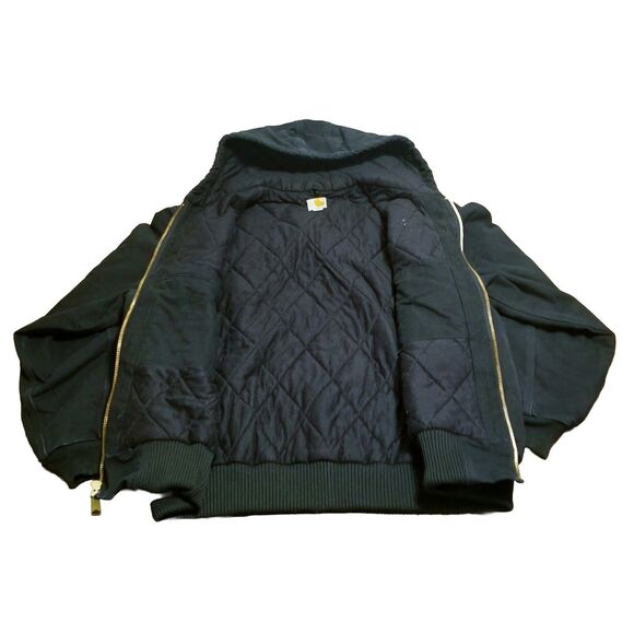Carhartt J140 Jacket Men Size XL Black Chore Hooded Canvas Workwear Vtg USA Made - Picture 2 of 7